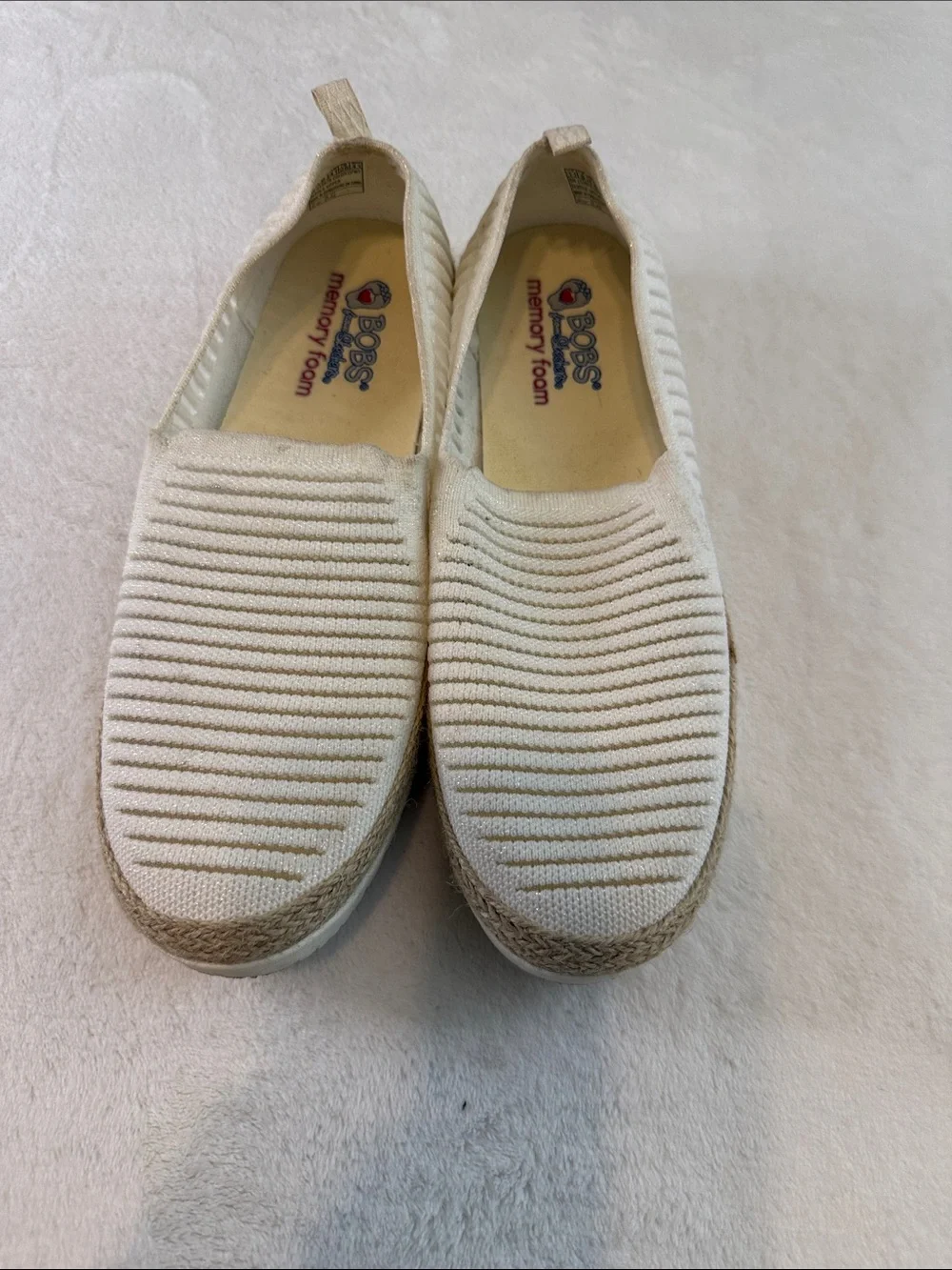 Skechers BOBS Slip-On Knit Flats in White